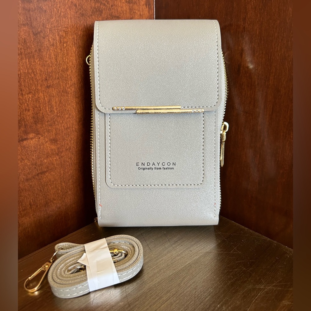 Grey Crossbody Cell Phone Touchscreen Purse
